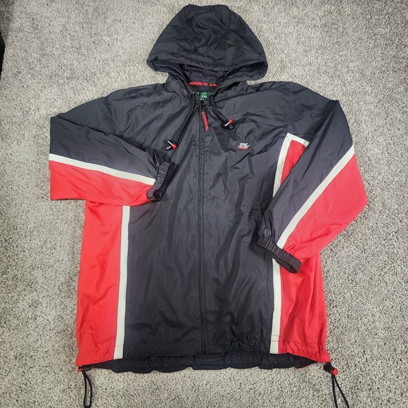 Vtg LRL Ralph Lauren Jacket Large Red Black Full Zip Windbreaker 90s Rain Track - Picture 1 of 9